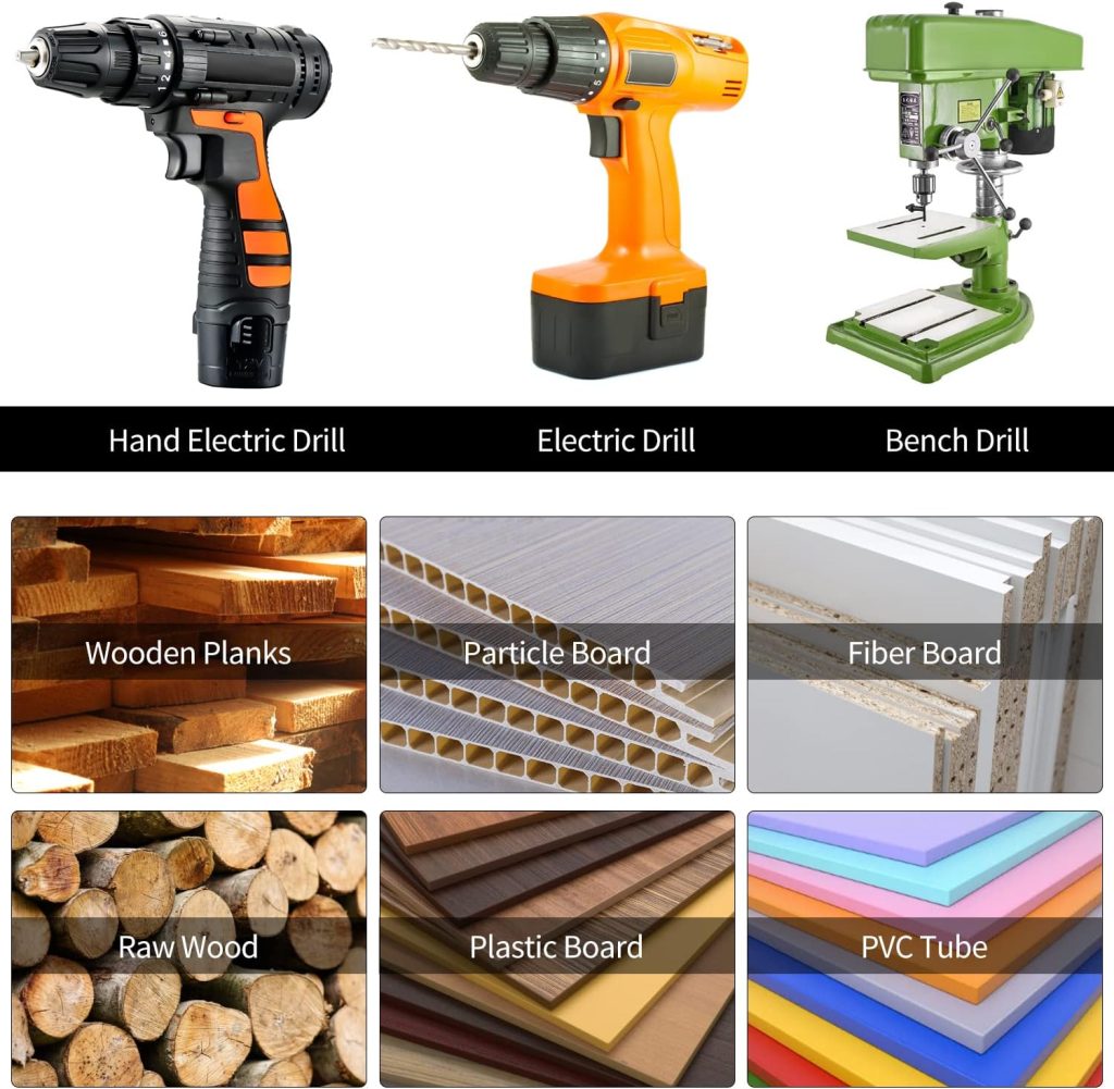 23pcs Woodworking Chamfer Drilling Tool Set, Including 7pcs 3-Point Countersink Drill Bit, 8pcs Wood Plug Cutters, 6pcs Countersink Drill Bits, 1pcs L-Wrench, 1pcs Center Punch for Wood