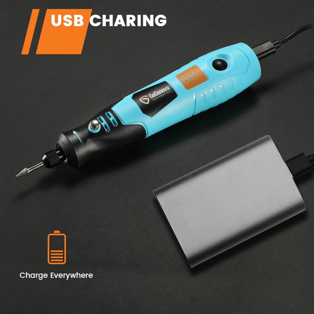 4V Cordless Rotary Tool, GoGonova 3-Speeds 18000 RPM Mini Power Rotary Tool, Rechargeable Rotary Tool for Grinding, Polishing, Wood Carving, Engraving, Soft Metal Drilling, Cutting