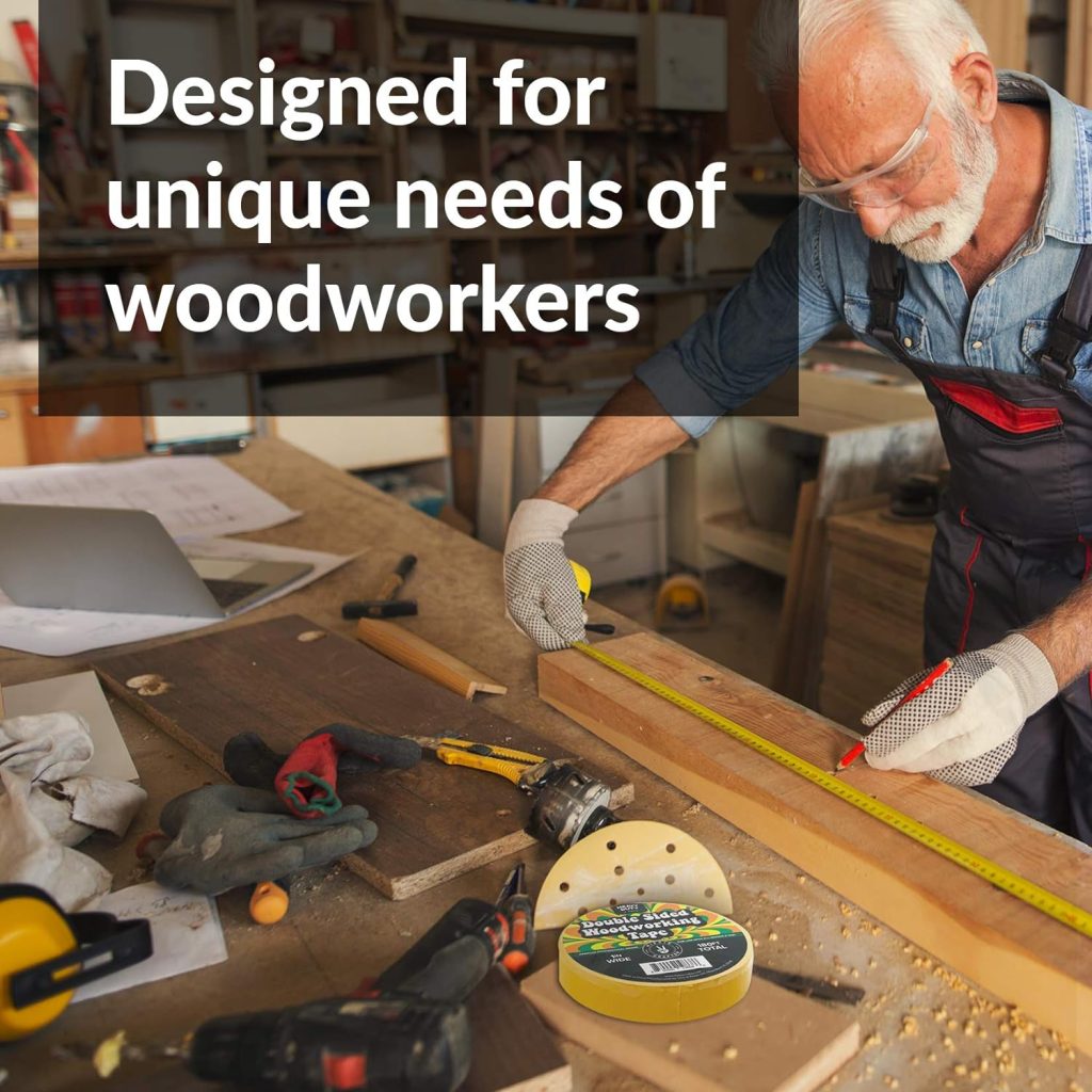 HIPPIE CRAFTER 3 Pk Double Stick Tape Double Sided Woodworking Tape 1 inch Wide Wood Tape for Woodworkers CNC Machines Routing Templates Strong Heavy Duty 60 Feet Each (180FT Total)