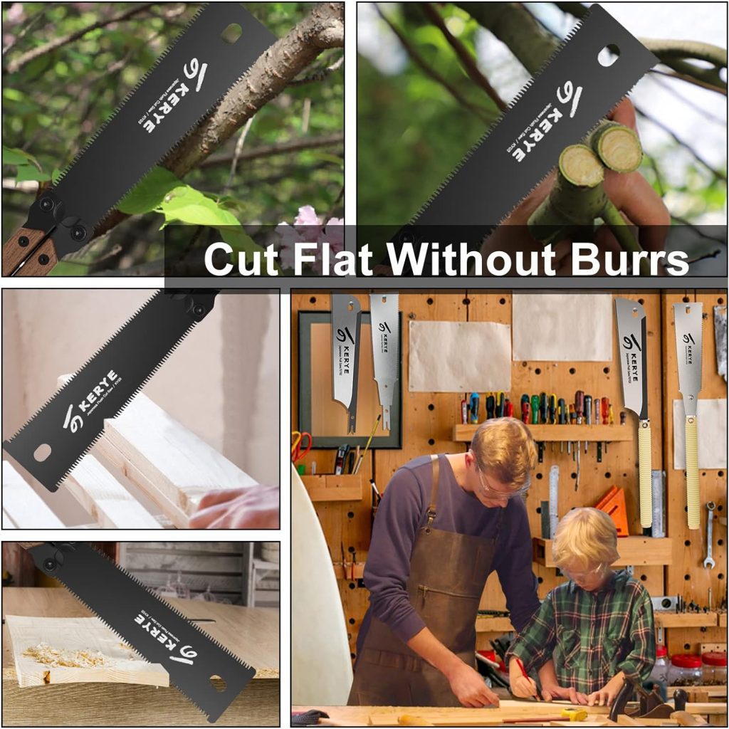 KERYE Hand Saw Tools, 5.5 Inch Mini Pocket Folding Saw, SK5 Blade Wood Saw for Woodworking, 13/14 TPI Double Edges Pull Saw, Flush Cut Saw for Wet/Dry Wood, Christmas Gifts for Men- KY03