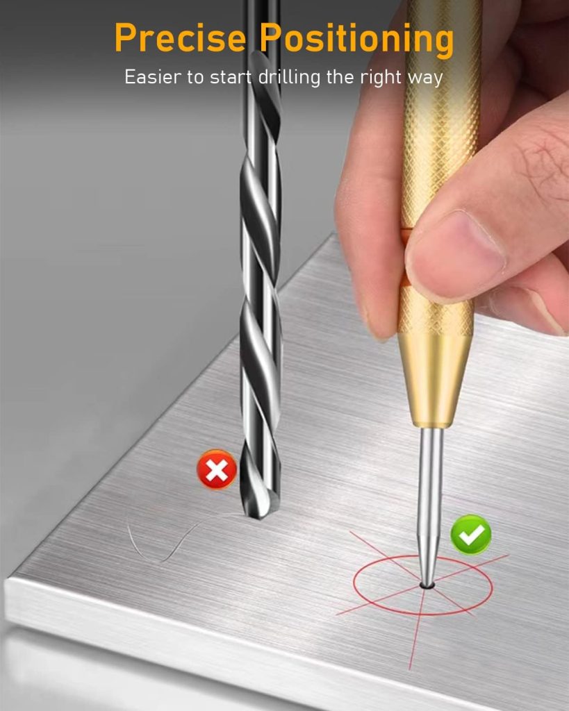 WENHUALI 34-Pack Wood Working Tools Including 6 Countersink Drill Bit Set for Wood, 7 Counter Sinker Drill Bit Set, 8 Plug Cutters for Wood, 3 Drill Bit Set and 8 Drill Stop Bit with 1 Center Punch.