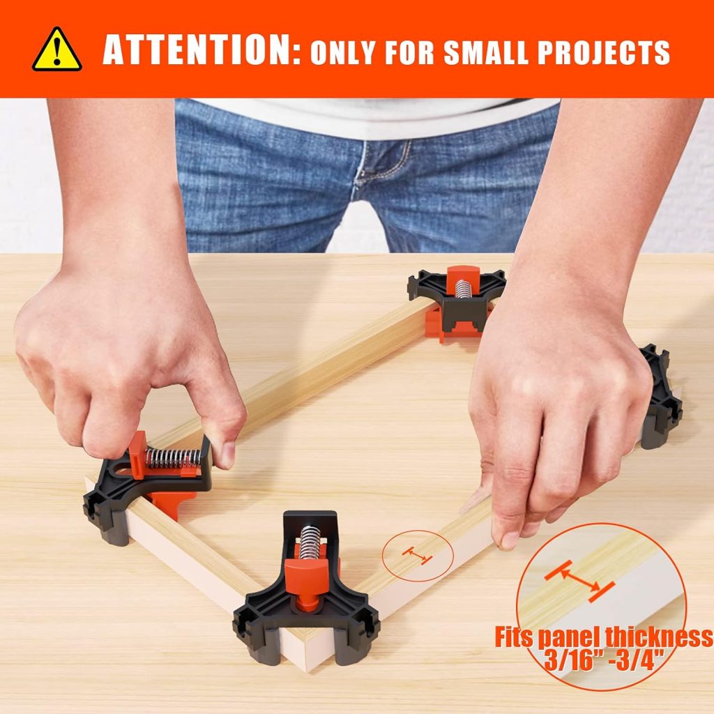 WETOLS Corner Clamp, 90 Degree Right Angle Clamp for Woodworking,4Pcs Fast Adjustable Quick Spring Loaded Woodworking Clamp, Gifts for Dad, Birthday Gifts for Men, Photo Framing-Orange