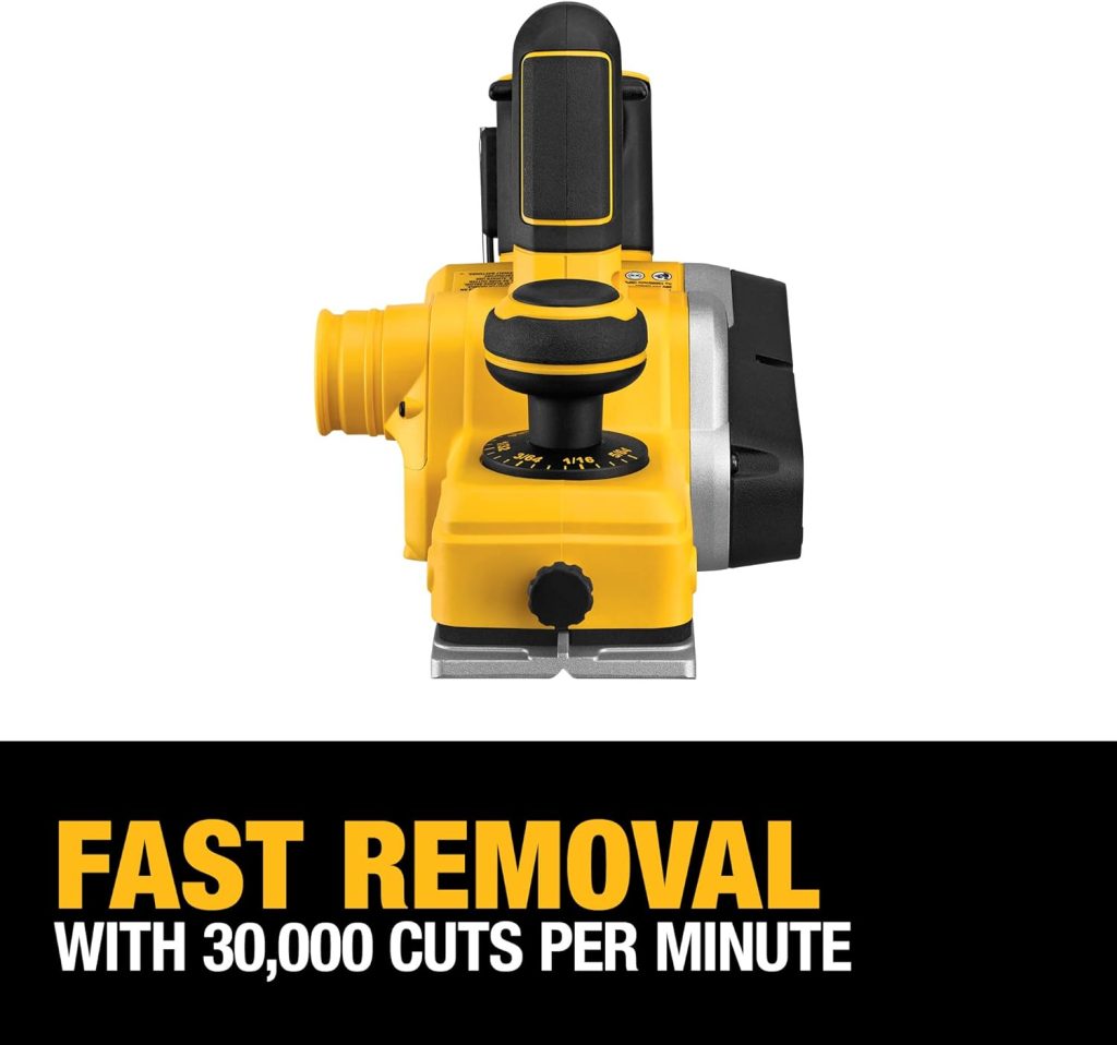 DEWALT 20V MAX Planer, 30,000 Cuts Per Minute, 2 mm Cut Depth, Brushless Motor, Bare Tool Only (DCP580B)