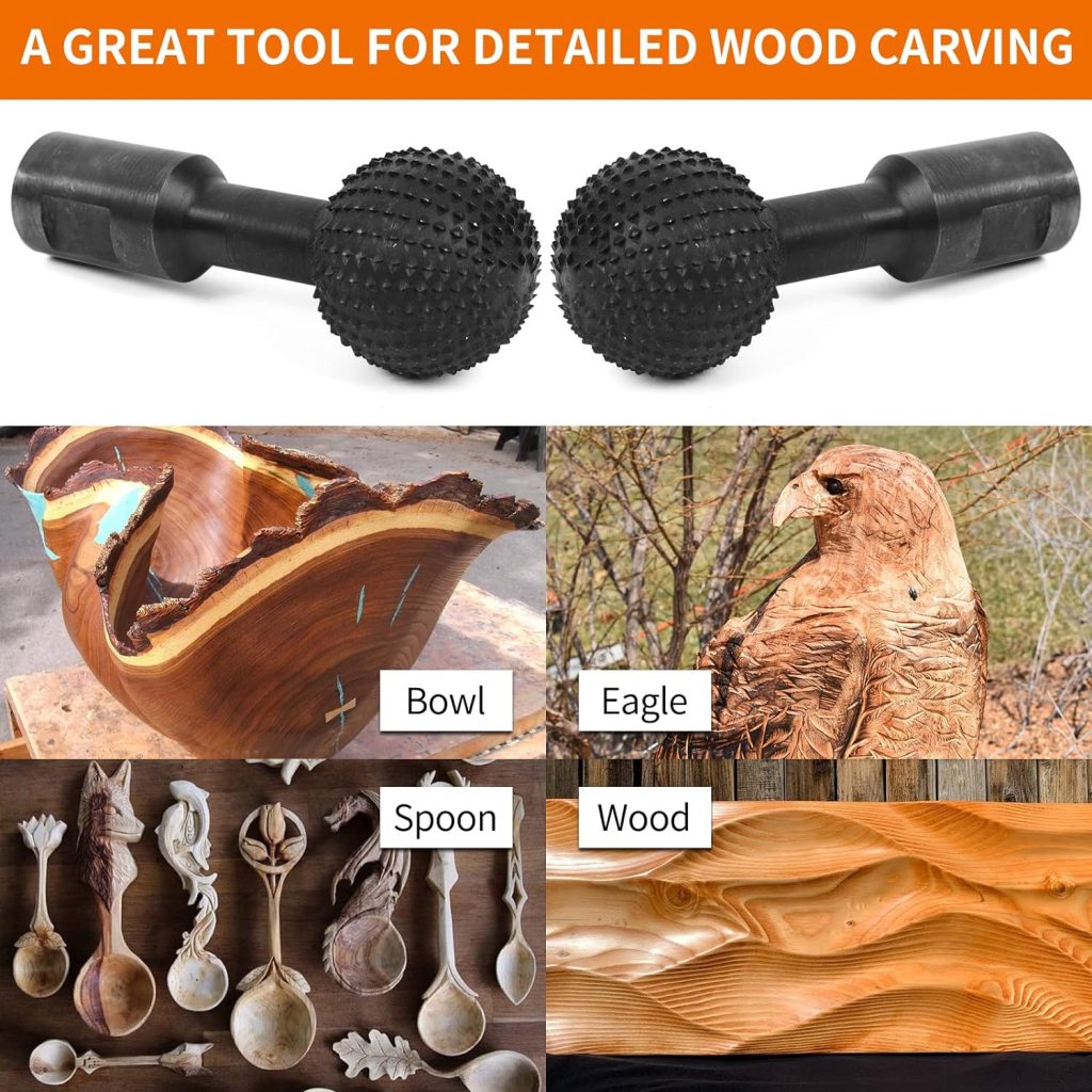 Pomsare Sphere Rotary Burr with 5/8-11 Threads for 4 1/2 and 5 Inch Angle Grinder, Ball Gouge Angle Grinder Attachments Power Carving Tools for Wood Carving Grinding Polishing Engraving